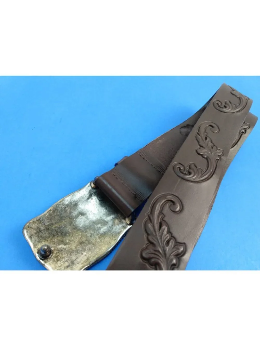 Women's Topfer Brown Pressed Leather Belt Ornate Buckle Western Size 95